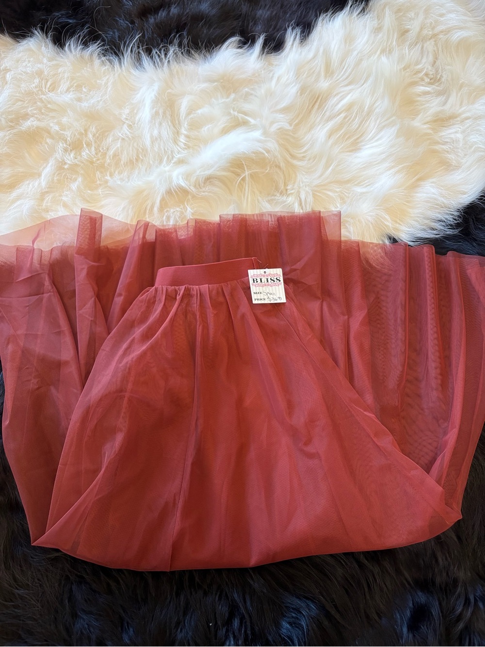 Listicle Red Tulle Circle Skirt